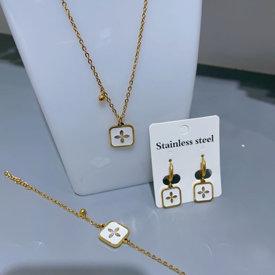 Set Perhiasan Stainless Steel Oem Warna Emas Untuk Pengantin Pernikahan