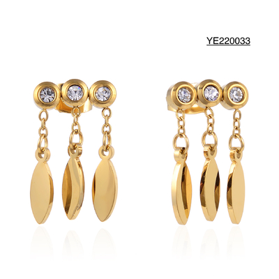 Berlian Imitasi Rumbai Payet Drop Earrings Modis 14k Emas Disepuh Earrings