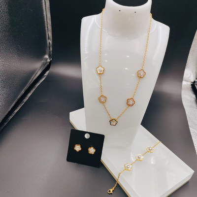 New Arrival Trendy High Polish Baru Earring Earring, Necklace, Bracelet Set Dengan Shell Untuk Wanita