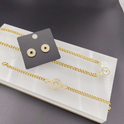 Baru Datang Trendy Lines Terbaru Earring Earring, Necklace, Bracelet Set Untuk Wanita
