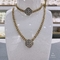 ODM Stainless Steel Perhiasan Set Berlian Imitasi Lingkaran Tumpang Tindih Kalung Bangle Set
