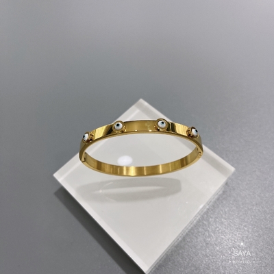 Gelang Emas Stainless Steel Pesta 18K Mata Biru Set Gesper Gelang