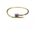 Mewah Red Ruby Diamond Studded Nail Bracelet 24k Gold Stainless Steel Bangle
