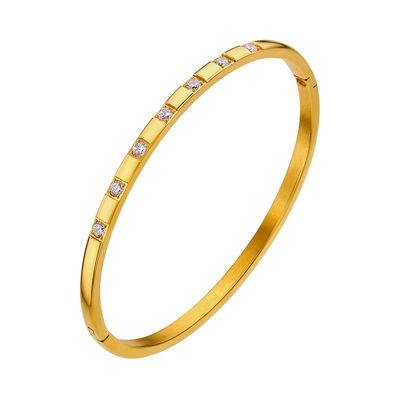 Perhiasan CZ Berengsel Oval Manset Bangle Gelang Untuk Wanita Gadis Hadiah Natal Pasangan