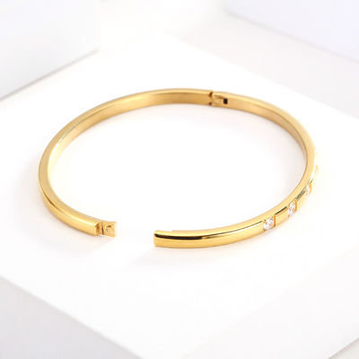 Perhiasan CZ Berengsel Oval Manset Bangle Gelang Untuk Wanita Gadis Hadiah Natal Pasangan