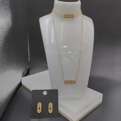 Earring stainless steel, kalung, gelang set untuk wanita CNC cz dengan batu