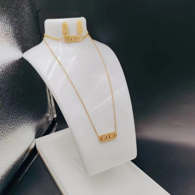 Earring stainless steel, kalung, gelang set untuk wanita CNC cz dengan batu