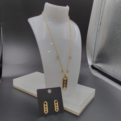 Earring stainless steel, kalung, gelang set untuk wanita CNC cz dengan batu