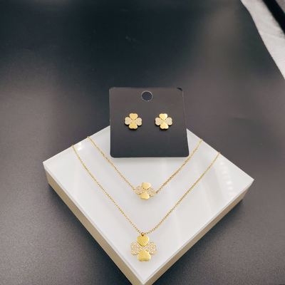 New Arrival Trendy High Polish Baru Earring Earring, Necklace, Bracelet Set Dengan Zirco Untuk Wanita