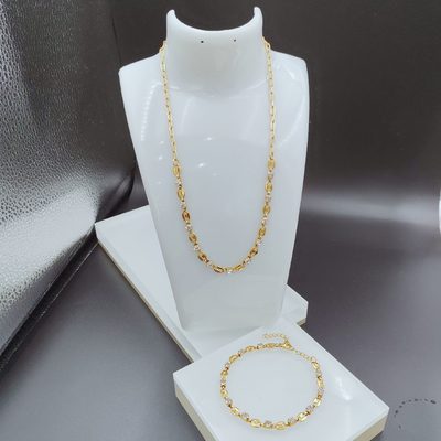 New Arrival Trendy High Polish Baru Earring Earring, Necklace, Bracelet Set Dengan Zirco Untuk Wanita