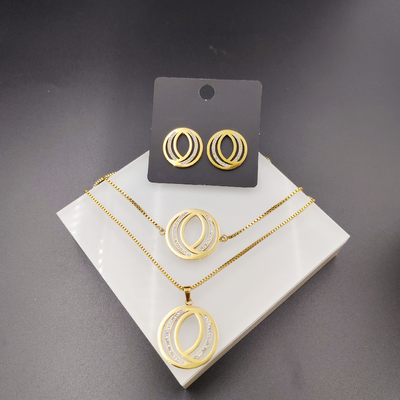 Baru Datang Trendy Lines Terbaru Earring Earring, Necklace, Bracelet Set Untuk Wanita