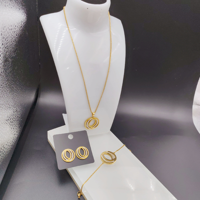 Baru Datang Trendy Lines Terbaru Earring Earring, Necklace, Bracelet Set Untuk Wanita