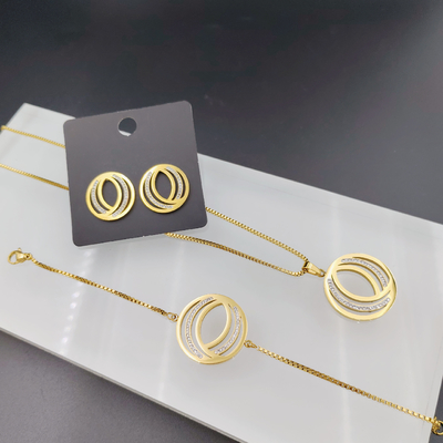 Baru Datang Trendy Lines Terbaru Earring Earring, Necklace, Bracelet Set Untuk Wanita