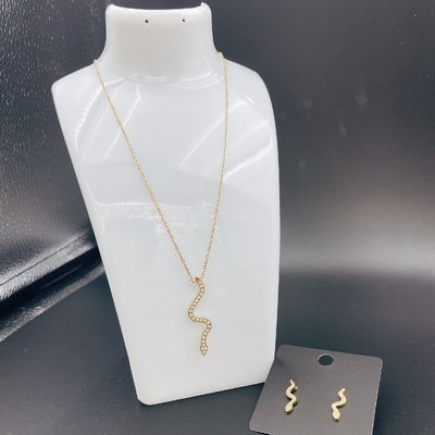Snake High Polish terbaru emas warna stainless steel anting, kalung, gelang set untuk wanita