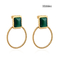 Retro Round Green Gem Drop Earrings 18k Emas Disepuh Stainless Steel Earrings