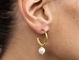 Sehari-hari Memakai Pearl Hoop Earrings 25mm Stainless Steel Drop Earrings