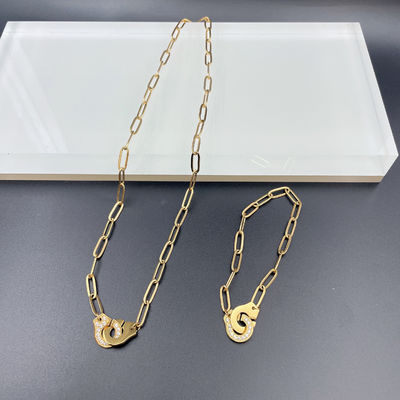 Earring emas terbaru warna stainless steel, kalung, gelang set dengan Cnc Cz untuk wanita
