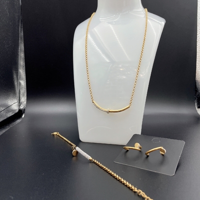 2024 New Waterproof Trendy Stainless Steel Perhiasan Set, 18K Emas, Kado Mewah, Grosir