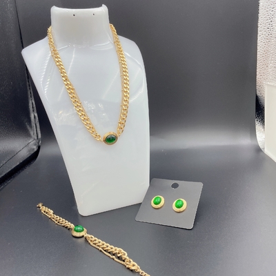 2024 New Waterproof Trendy Stainless Steel Perhiasan Set, 18K Emas, Kado Mewah, Grosir