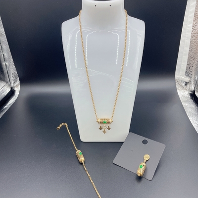 2024 New Waterproof Trendy Stainless Steel Perhiasan Set, 18K Emas, Kado Mewah, Grosir