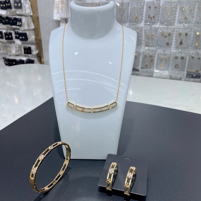 2024 New Waterproof Trendy Stainless Steel Perhiasan Set, 18K Emas, Kado Mewah, Grosir